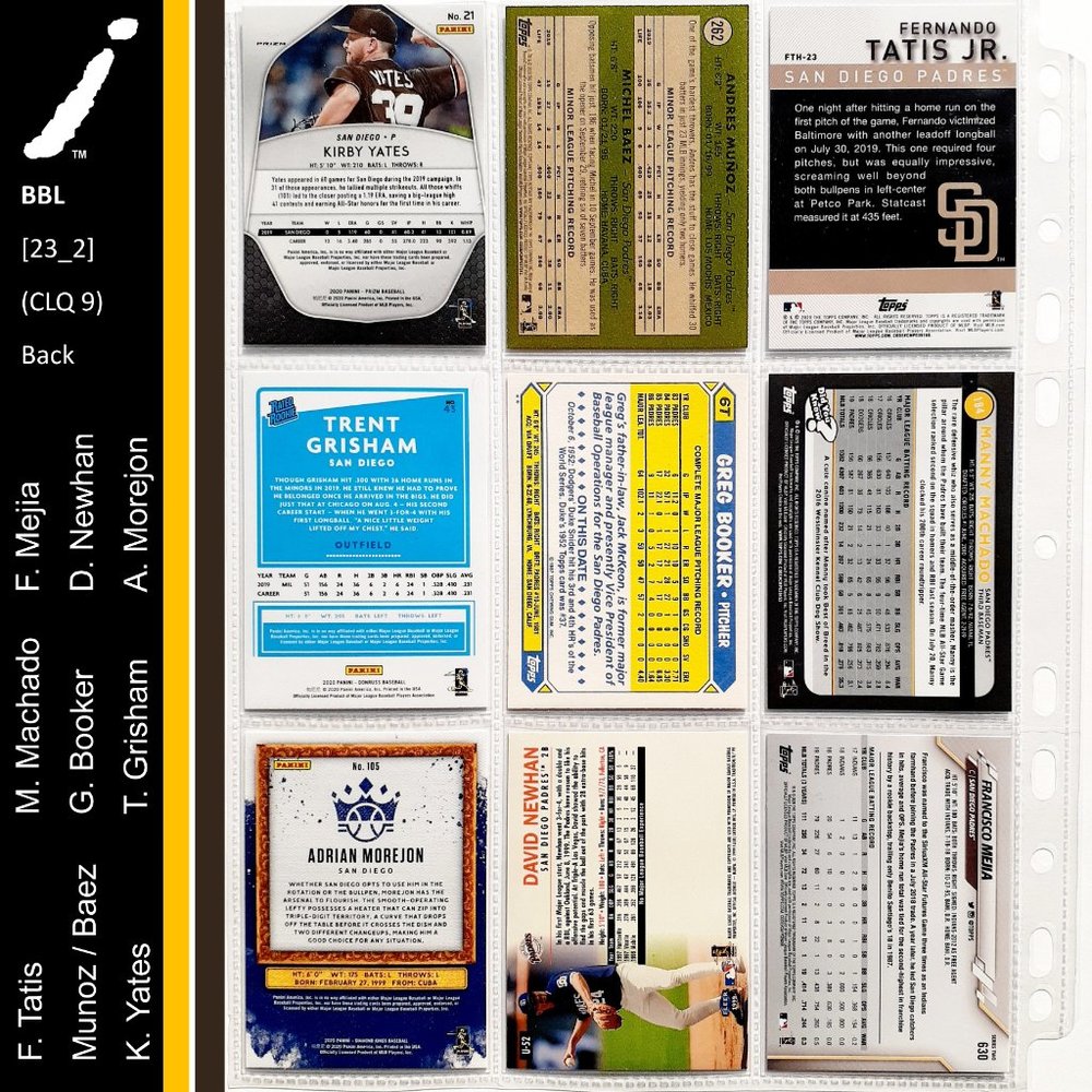 San Diego Padres 9 Card Lot - BBL [23_2] - Picture 2 of 8